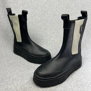 90s Puma Women Chunky Platfoam Leather Chelsea Pull On Boots 9 Goth Gorpcore